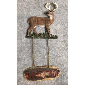 Vintage Deer Cabin Resin Wall Decor Welcome Sign